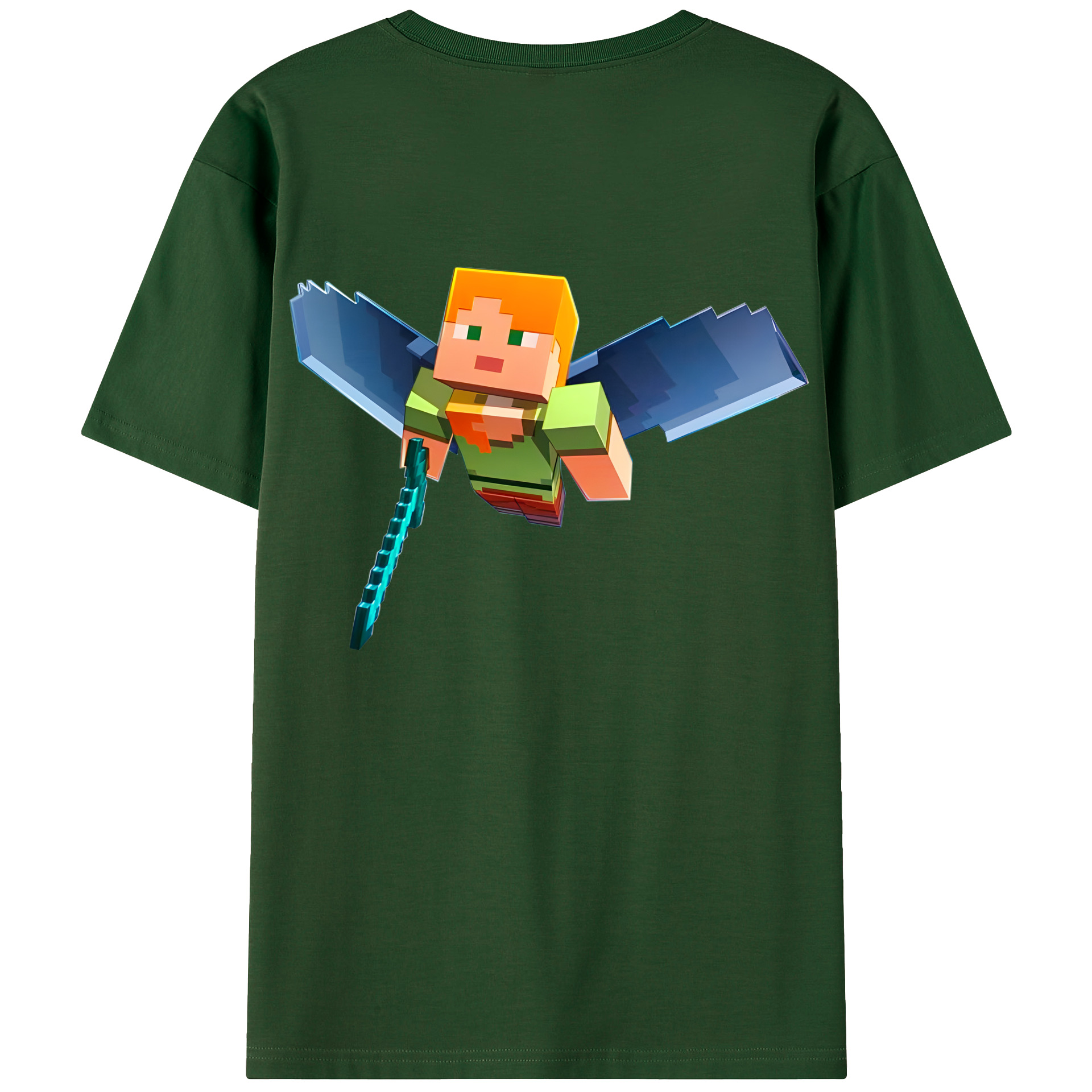 （画像用） マインクラフト ブロックの世界 Minecraft MC Block world 綿100％半袖Tシャツ（背面プリント）